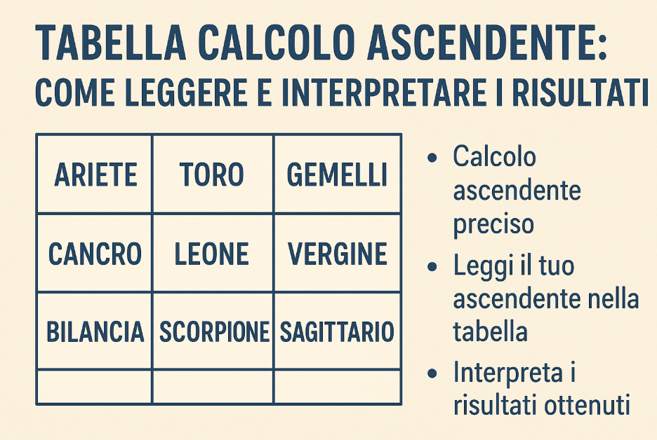 Tabella Calcolo Ascendente - Guida Completa per Interpretare i Risultati